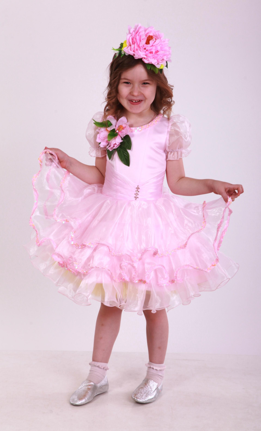 Карнавальный костюм для девочки Цветок розовый Пион