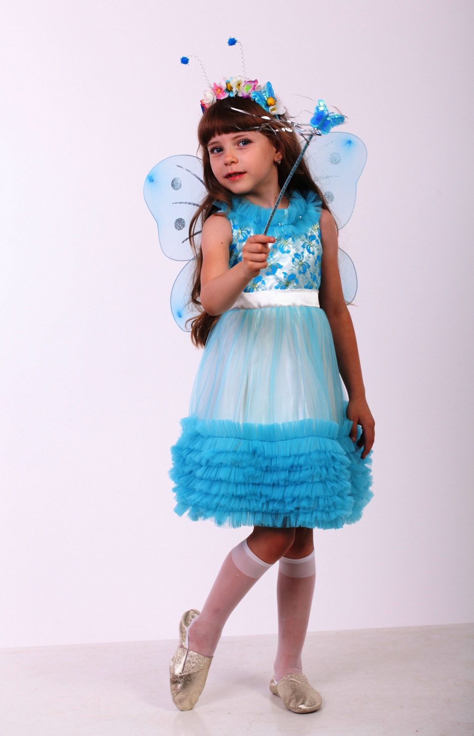 Карнавальний костюм для дівчинки Метелик бірюза Фея