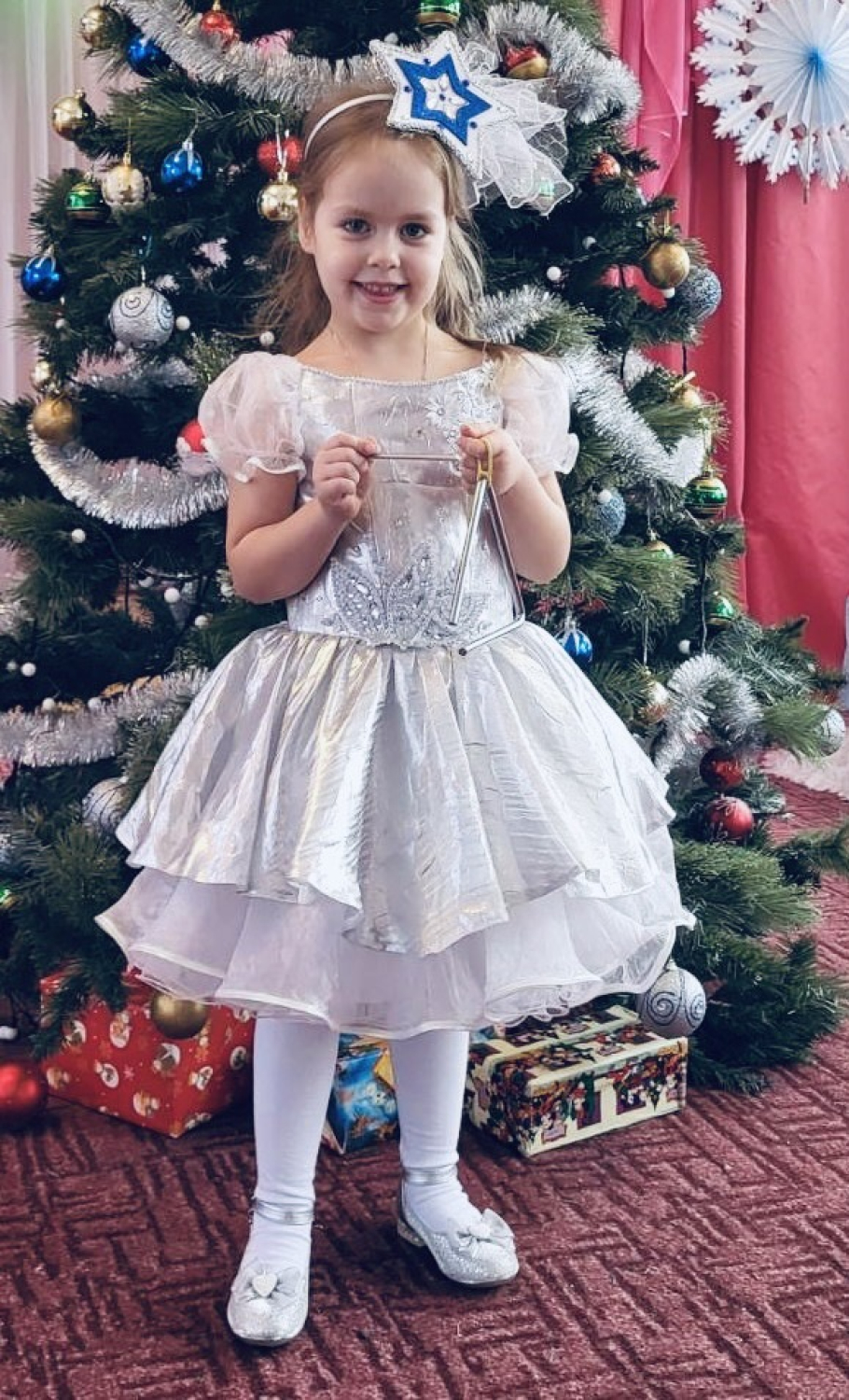 Карнавальний костюм Зірочка Сніжинка срібло 01