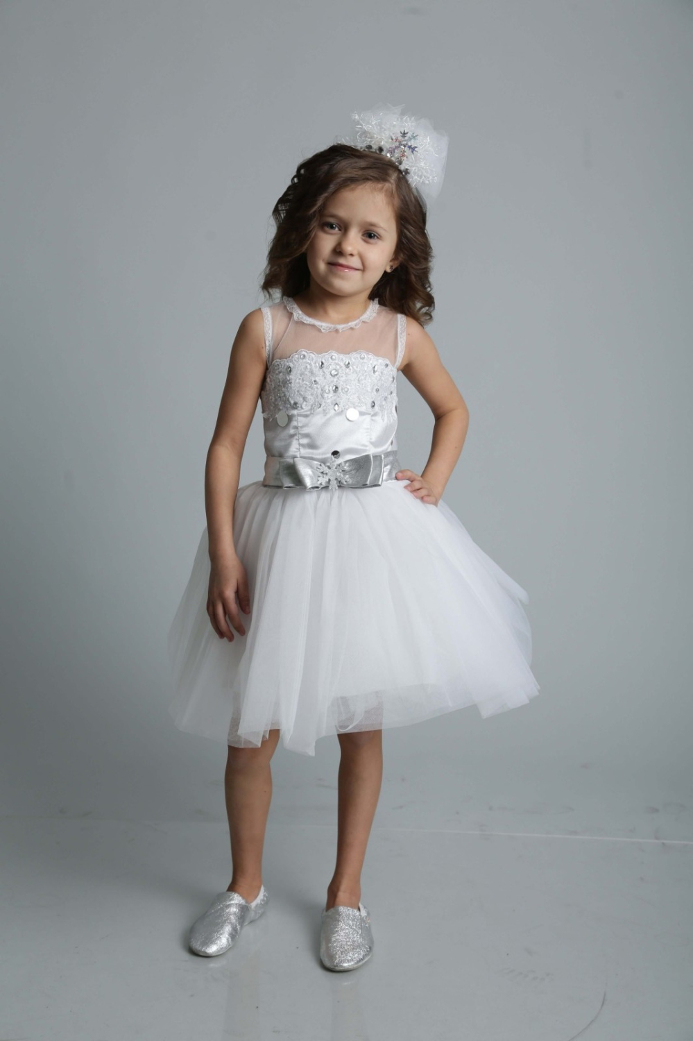 Карнавальний костюм Сніжинка Блиск срібло