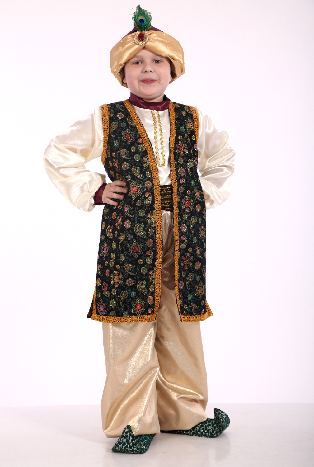 Карнавальний костюм для хлопчика Мудрець Султан смарагд