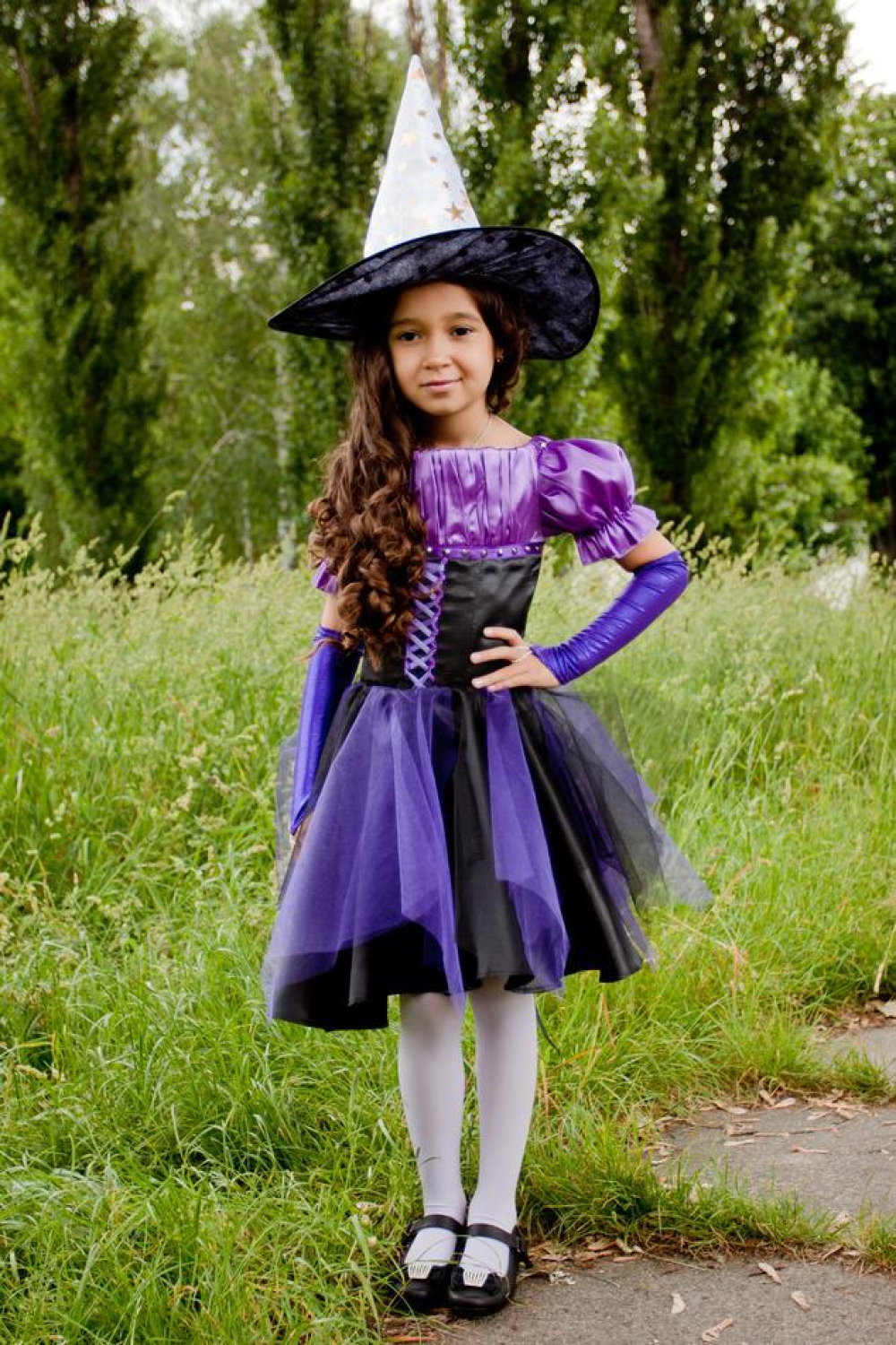 Carnival costume for a girl witch - Violet witch