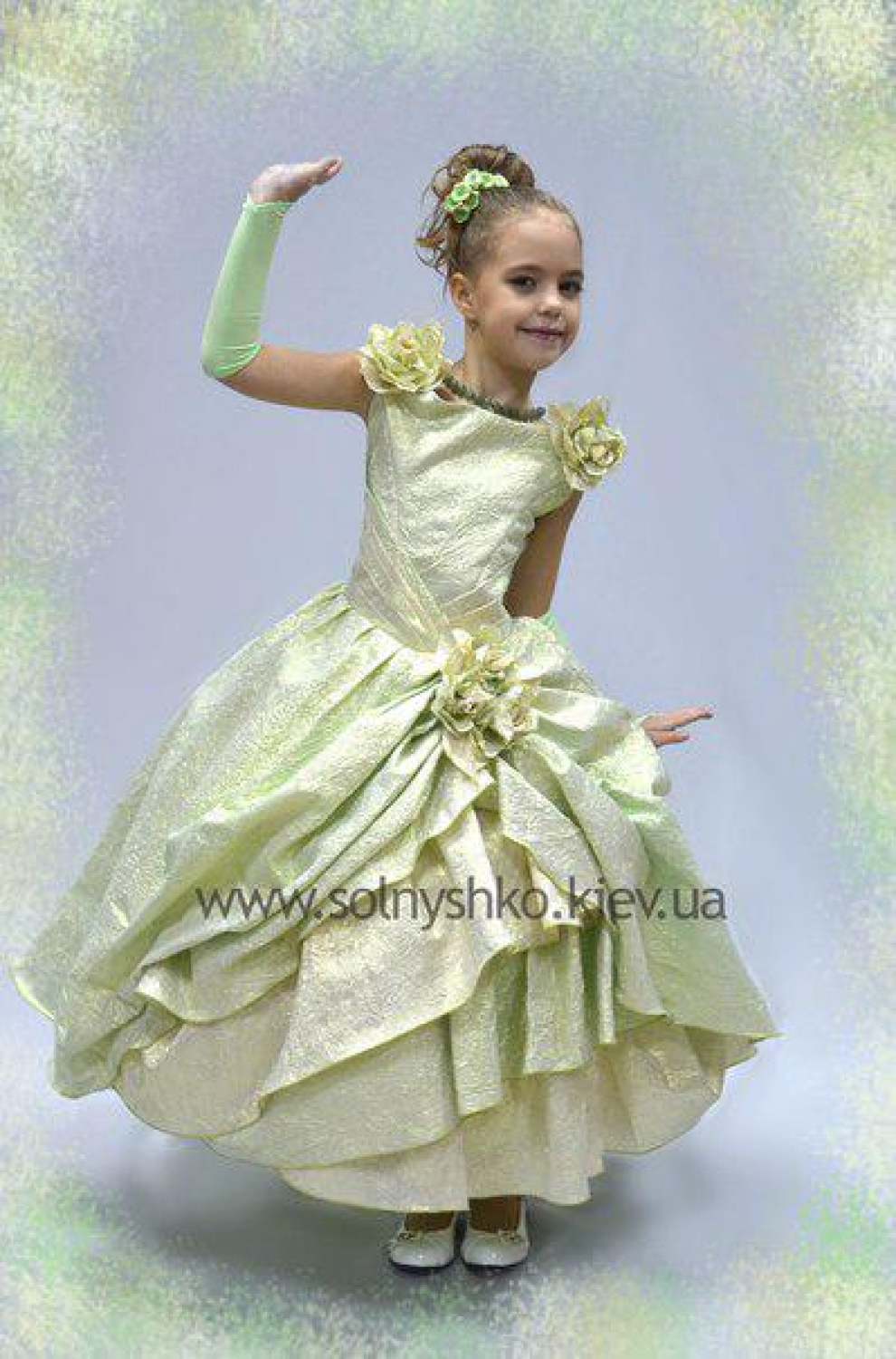 Святкове плаття для дівчинки Королева Тая-3 ЗЕЛЕНЕ