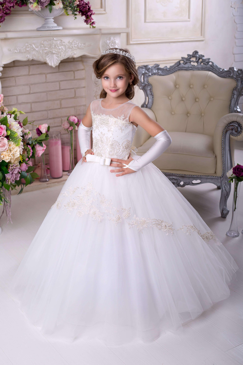 Святкове бальне плаття для дівчинки 9717 айвори
