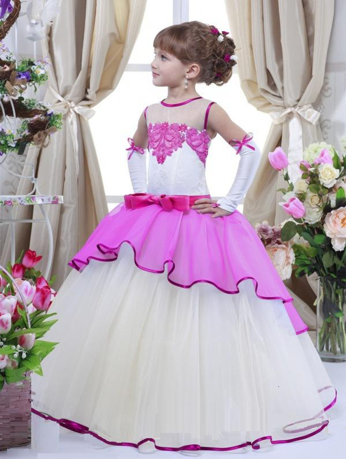 Елегантне плаття для дівчинки 7708 малинове