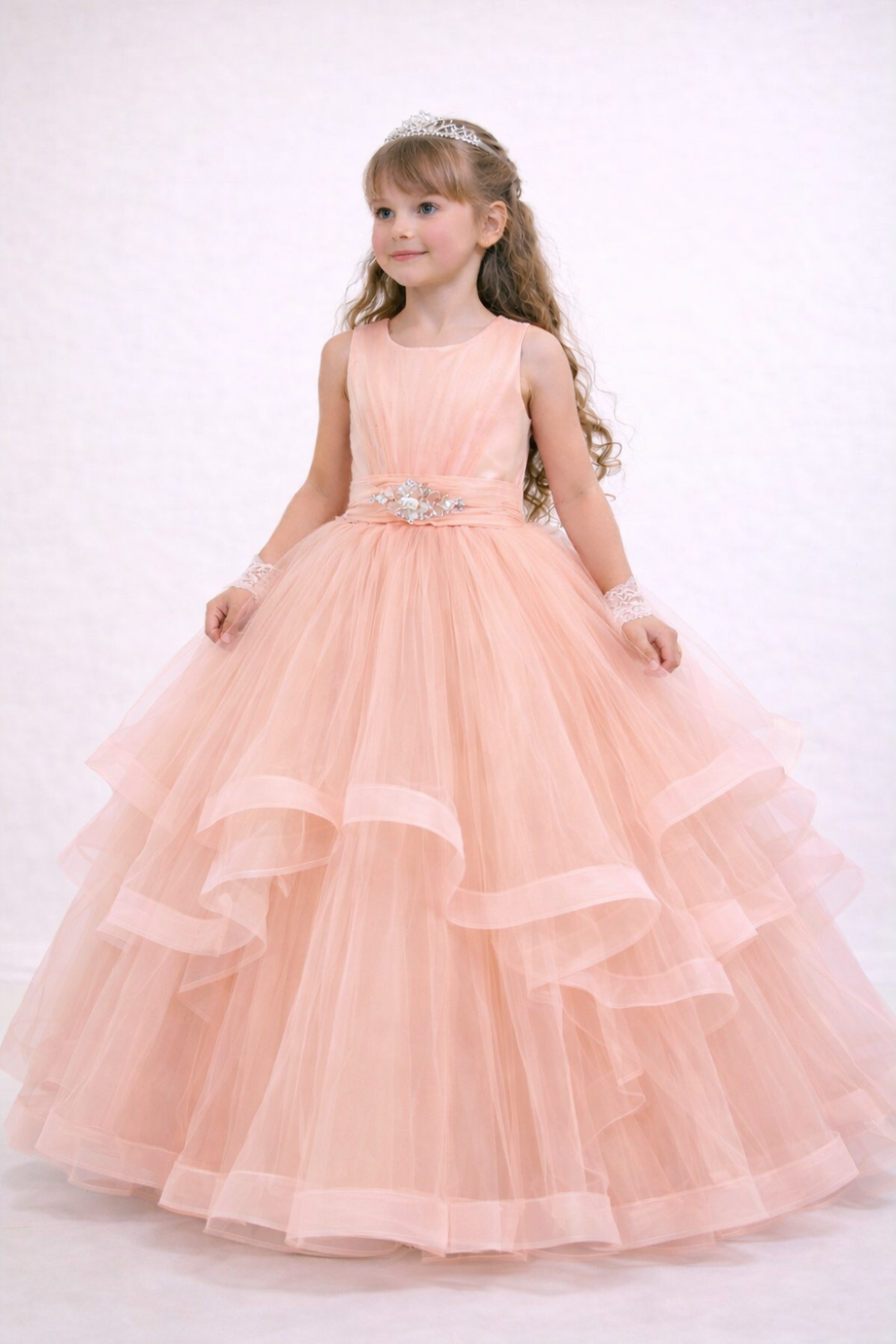 Елегантна бальна сукня 8703 персикового кольору