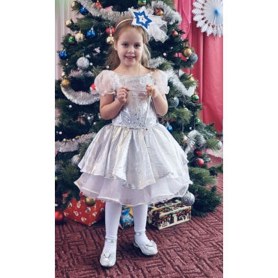 Карнавальний костюм Зірочка Сніжинка срібло 01