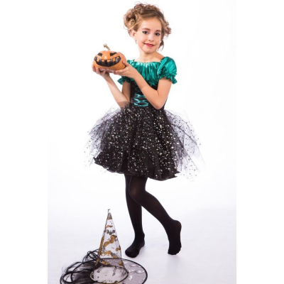 Карнавальний костюм для дівчинки Відьма - Ведьмочка зелена