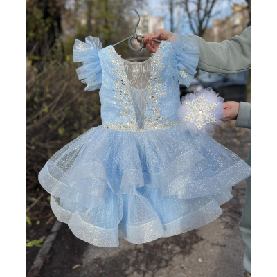 Нарядна сукня Блиск блакитна Сніжинка Лялька