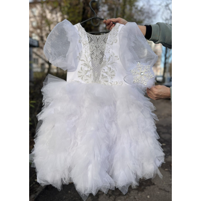 Сукня блиск пушистик біле Сніжинка