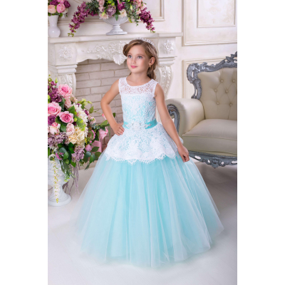 Елегантне бальне плаття для дівчинки 9723 м'ята З РУКАВАМИ