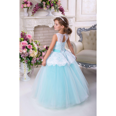 Елегантне бальне плаття для дівчинки 9723 м'ята З РУКАВАМИ