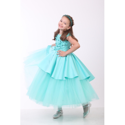 Елегантне плаття для дівчинки Півонія м'ятний фатин
