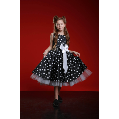 Ошатне плаття Стиляги Горох Бант білий