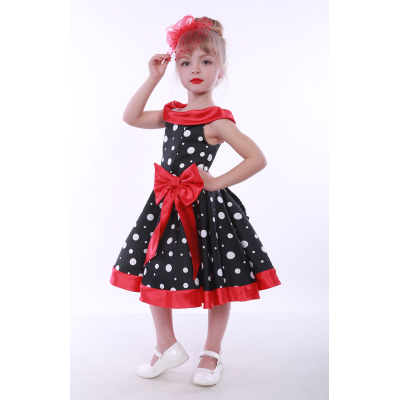 Святкове плаття для дівчинки Стиляги Горох бант 2 червоний