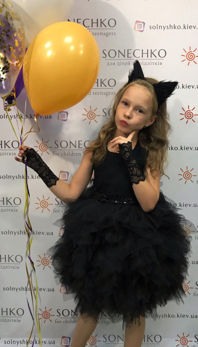 Карнавальний костюм для дівчинки Кішка чорна