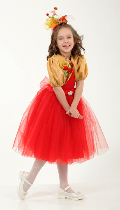 Карнавальний костюм для дівчинки хлопавка - Цукерка червона з золотом