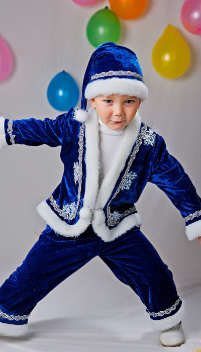 Карнавальний костюм дитячий Новий Рік - Морозко №4, Санта Клаус синій