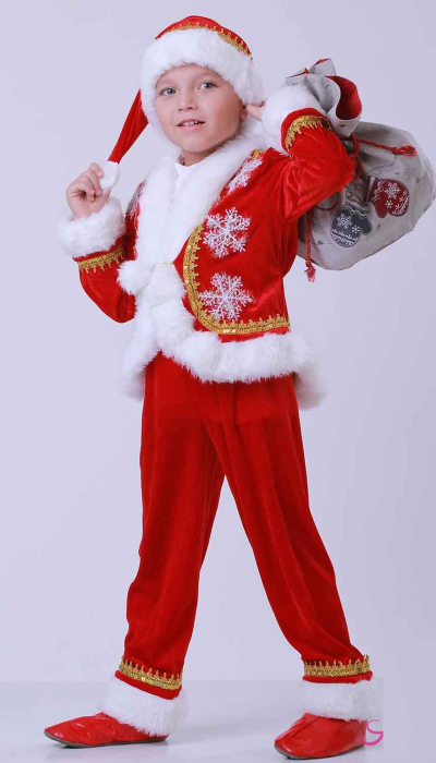 Карнавальний костюм дитячий Новий Рік - Морозко №4, Санта Клаус  червоний