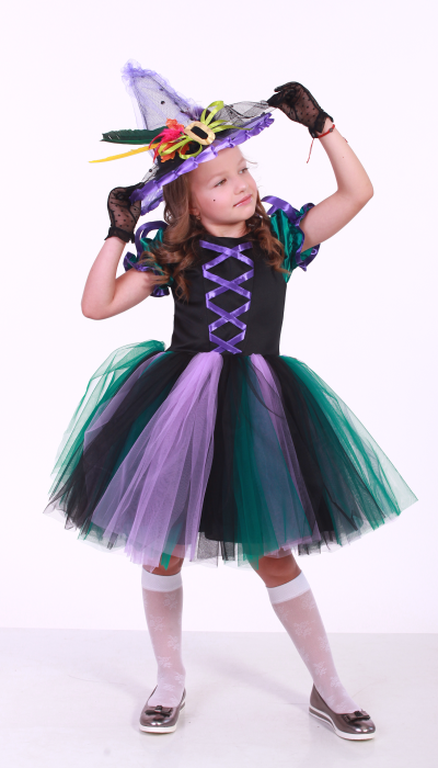 Карнавальний костюм для дівчинки Ведьмочка - Відьма з пером