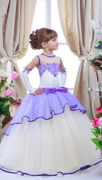 Елегантне плаття для дівчинки 7708 лавандове