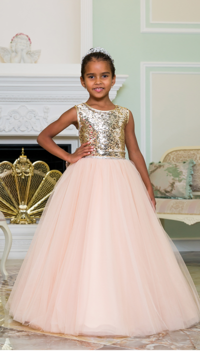 Елегантне бальне плаття для дівчинки 11787 пудра