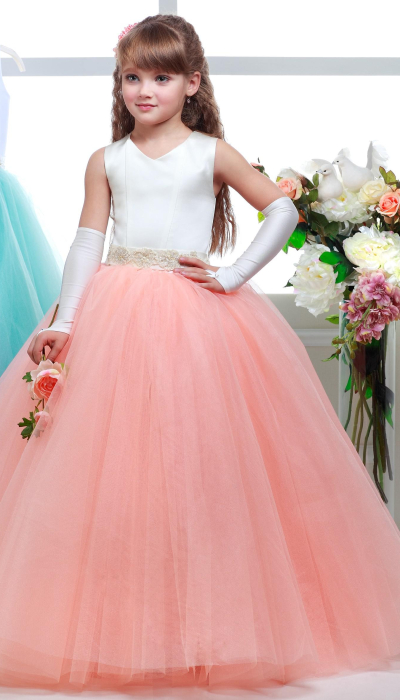 Елегантне плаття для дівчинки 8720 персикового кольору