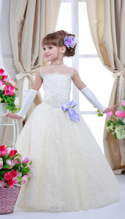 Ошатне плаття для дівчинки 7702 м'ятний бант